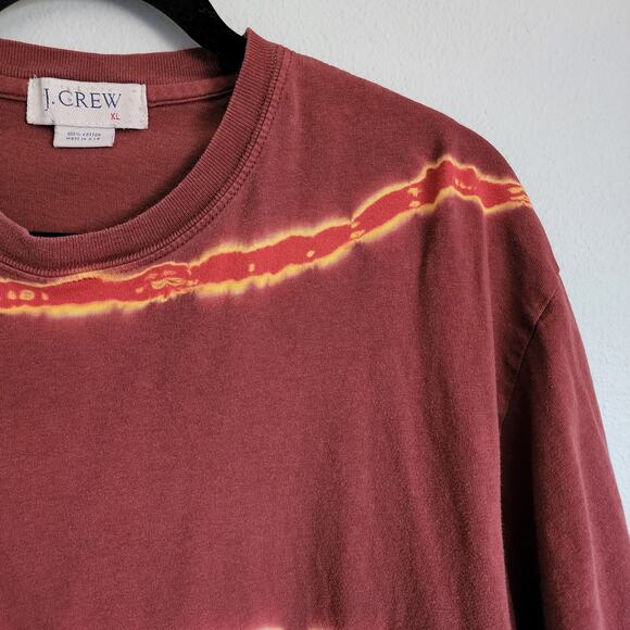 J Crew Vintage Crew Neck T-Shirt Red Yellow Tie Dye Mens Size XL - Picture 5 of 6